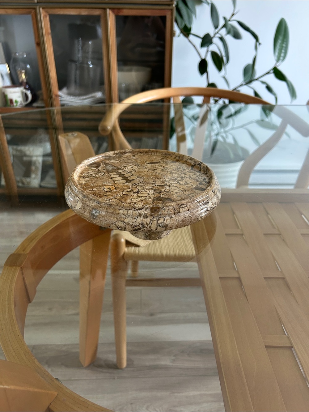 Decorative Brown Marble Stone Pedestal Dish -Home Dining